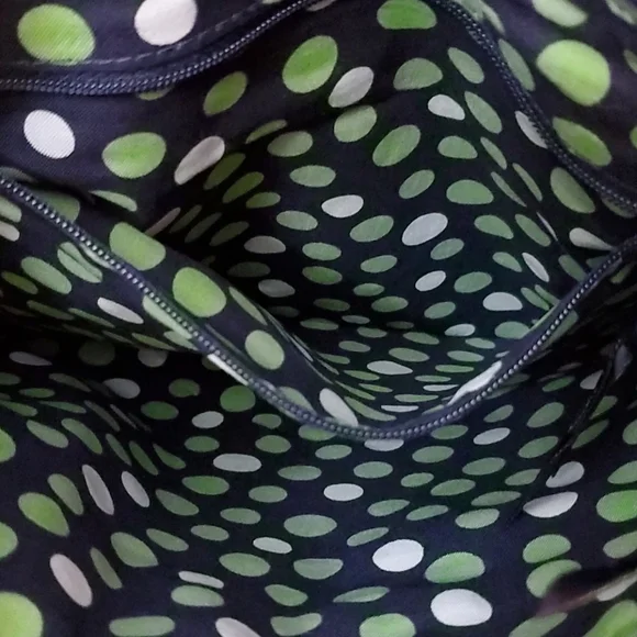 Vera Bradley LUCKY YOU large crossbody bag bucket purse green navy white - Picture 7 of 11